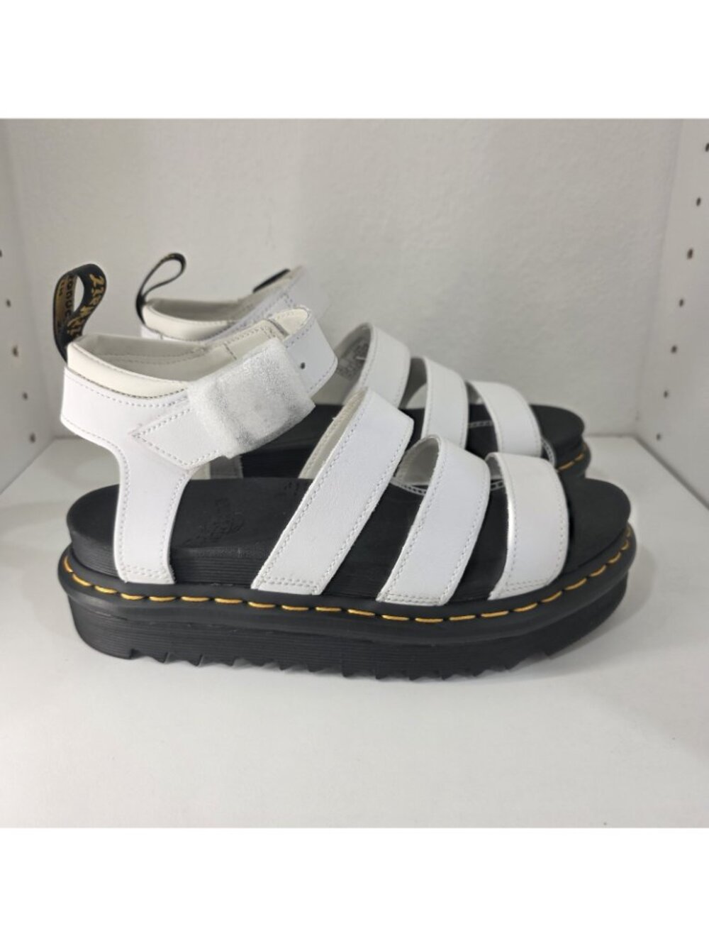 Dr Martens Blaire Women US Size 8 White Leather Sandal Gladiator Platform Chunky - Picture 2 of 11
